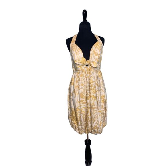 Tracy Reese New York Yellow floral halter mini dress size 4 - Picture 1 of 5